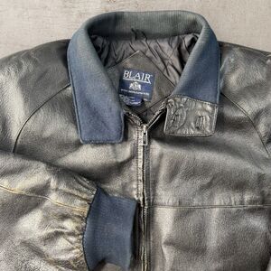 VTG John Blair Leather Jacket Mens XL Brown Full Zip Lined Biker Bomber 90s